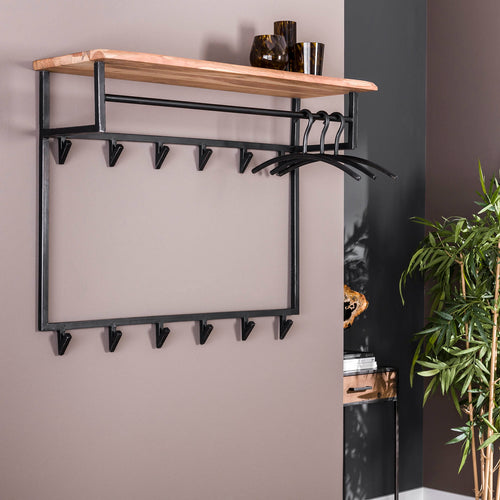 Giga Meubel Kapstok Edge - Naturel Hout - 12 Haken - 100x33x80cm - vtwonen shop