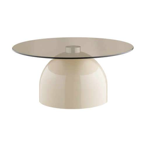 Artichok Raiza metalen salontafel beige met glazen blad - Ø70