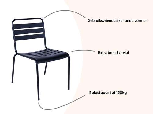 MaximaVida metalen tuinstoel Max XXL zwart - doos per 2 stuks - vtwonen shop