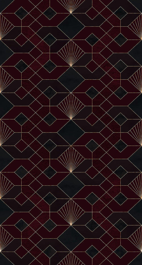 Sanders & Sanders fotobehang schelpen bordeaux rood en goud - 150 x 280 cm - 611813 - vtwonen shop