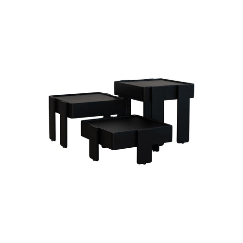 Tikamoon Stapelbare, zwarte bijzettafeltjes van massief mangohout - Zwart - vtwonen shop