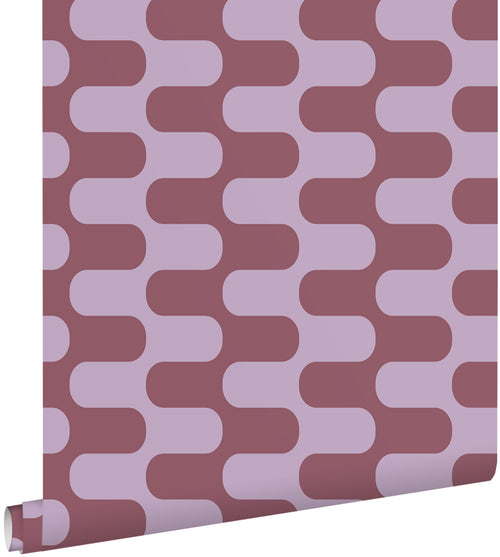 ESTAhome behang golvende lijnen paars - 50 x 900 cm - 131834