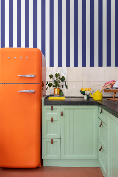 ESTAhome behang strepen blauw en wit - 50 x 900 cm - 131572 - vtwonen shop