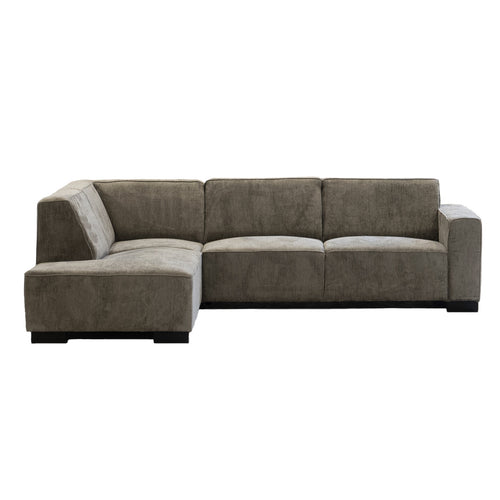 Giga Meubel Hoekbank Napoli 3,5-zits Links - Stof/Hout - Taupe