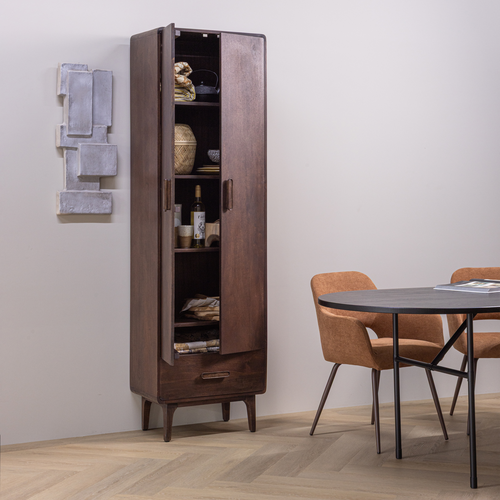 WOOOD hoge kast Liya - Mangohout - Donkerbruin - 200x60x35