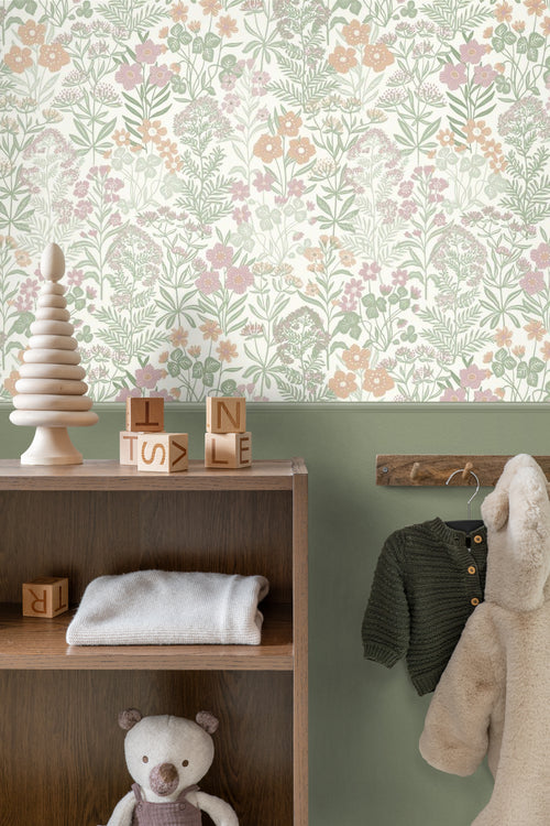 Borastapeter behang veldbloemen roze en groen - 53 cm x 10.05 m - 660352 - vtwonen shop