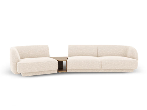 Micadoni linker modulaire bank Miley 3-zits, chenille, lichtbeige - 126x303x70cm