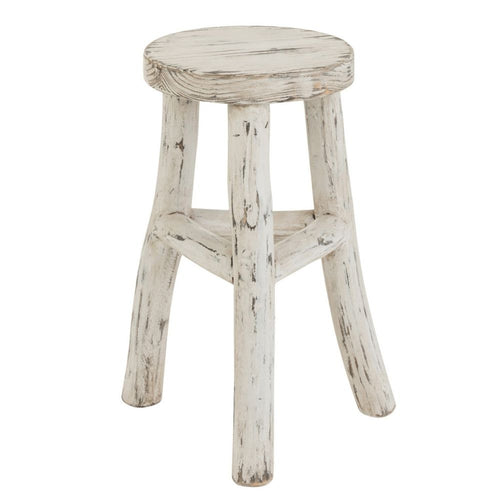 J-Line kruk Ibiza Rond - hout - wit - vtwonen shop