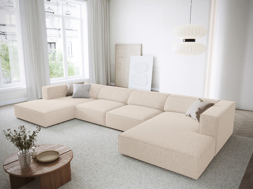 Cosmopolitan Design Panoramische bank Arendal 6-zits, chenille, lichtbeige - 166x364x70cm