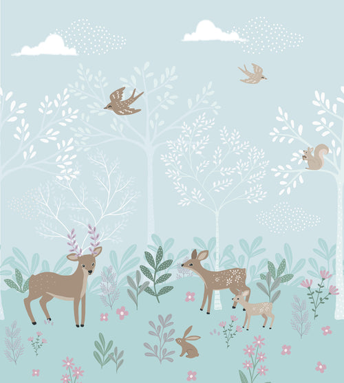 ESTAhome fotobehang hertjes blauw - 250 x 279 cm - 159262 - vtwonen shop