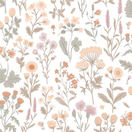 Sanders & Sanders behang veldbloemen lichtpaars, terracotta, geel en groen - 50 x 900 cm - 935383
