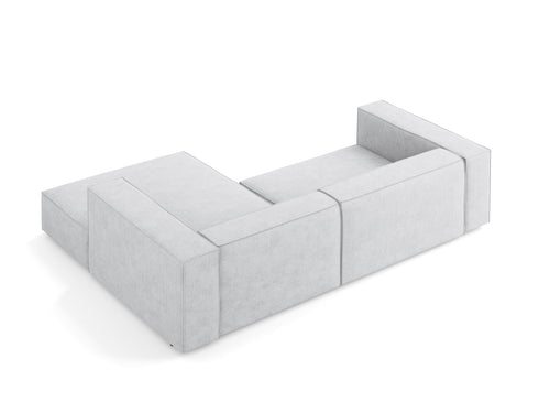 Cosmopolitan Design rechter hoekbank Arendal 3-zits, chenille met ribbeleffect, lichtgrijs - 166x224x70cm