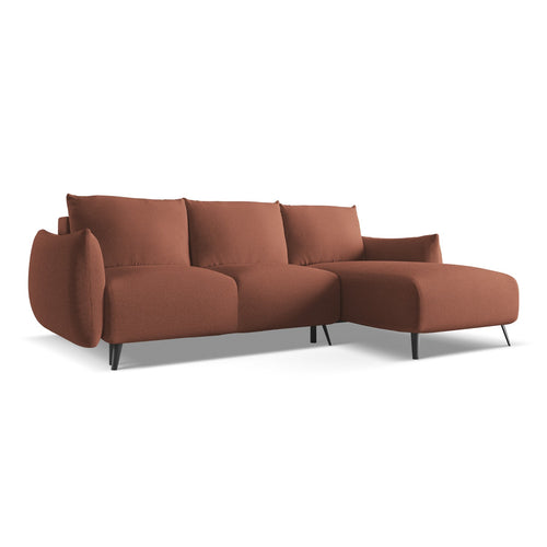 LaMiaSofa hoekbank rechts Genova - chenille stof - gedempt roze - 242x162x86