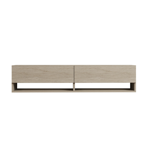 CALICOSY - Hangend tv-meubel met 2 klepdeuren ARGES - Beige - 30x141x31 cm
