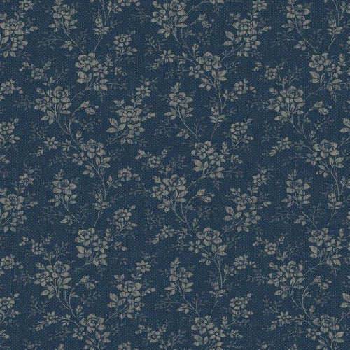 borastapeter behang vintage bloemetjes vergrijsd blauw - 53 cm x 10.05 m - 661033 - vtwonen shop