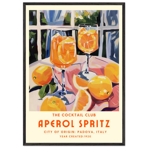 Artfulprints Poster met Lijst Aperol Spritz - The cocktail club II   - 70x100 cm - Oranje