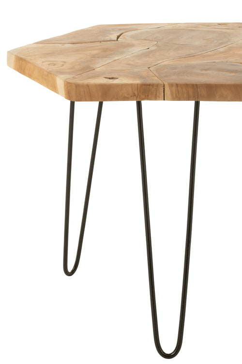 J-Line bijzettafel Hexagon - hout/metaal - naturel - 2 stuks - vtwonen shop