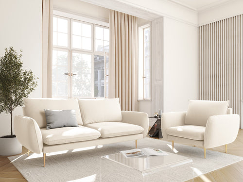 Cosmopolitan Design Fauteuil Vienna flueel, lichtbeige - 94x97x95cm