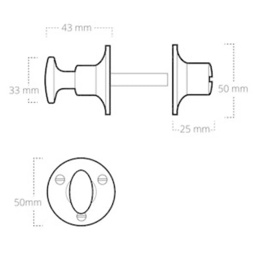 MooideurBeslag deurklink Klassiek geveerd - messing getrommeld - wc slot - rond - vtwonen shop