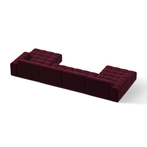 Cosmopolitan Design - Panoramische bank Chicago 6-zits, flueel bordeaux - 167x375x78cm