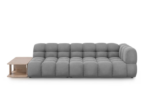 Cosmopolitan Design linker modulaire bank Sky 4-zits, flueel, lichtgrijs - 102x297x70cm