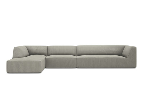 Micadoni linker hoekbank Ruby 5-zits, ribfluwelen, lichtgrijs - 180x366x69cm