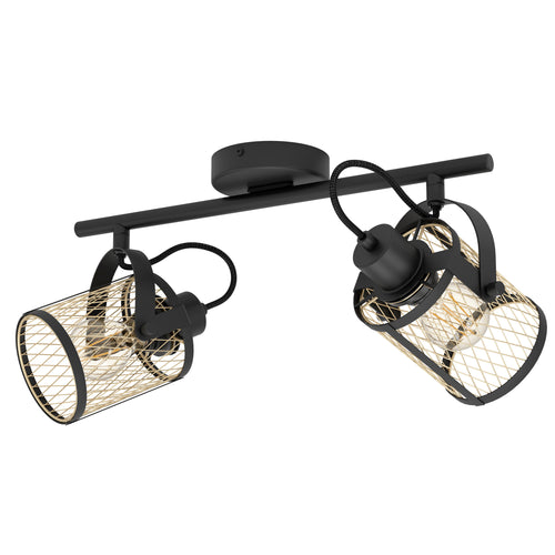 EGLO spot Dellow - e27 - 2 lichts - ø 8 cm - zwart/geelkoper - vtwonen shop