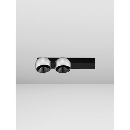 Nova Luce LUSA Dubbele plafondspot in mistig nikkel, zwart, Triac dimbare LED 21W 1540lm 3000K