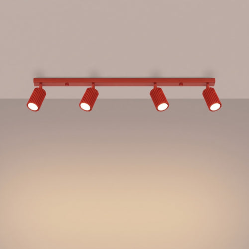 Sollux Lighting Plafondlamp KARBON 4L rood - 81x6,5x16,5cm