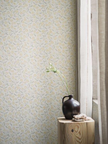 Borastapeter behang vintage bloemetjes geel - 53 cm x 10.05 m - 660345 - vtwonen shop