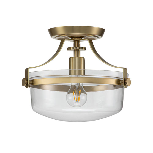 Elstead Quoizel Penn Cilindrische Plafondlamp Geborsteld Messing