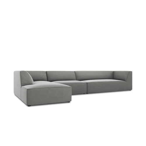 Cosmopolitan Design - Modulaire hoekbank links Siena 5-zits, flueel grijs - 180x366x69cm