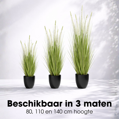 Mica Decorations Eremurus – Kunstgras in Pot – Realistische Nepplant Woondecoratie – Kunstplanten voor Binnen en Buiten – H80 x Ø25 cm – Groen, Wit