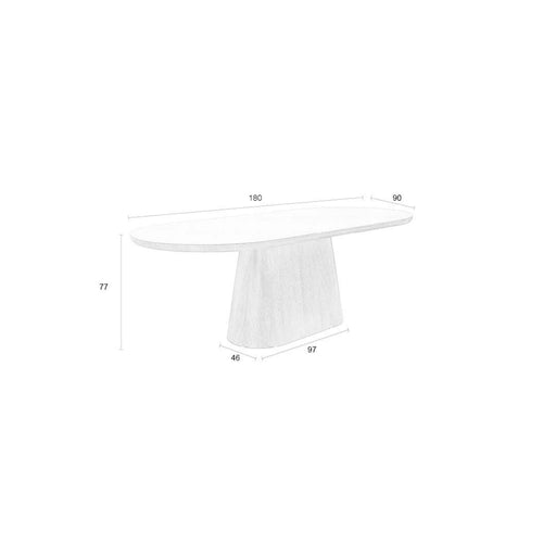 Housecraft Living Almira Eettafel Ovaal 180 cm Hout/ Marmerlook Walnootkleur - Bruin