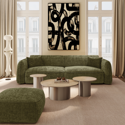 Premium Interiors - Zitzak LOMI - gewaafd fluweel vintage groen 75cm