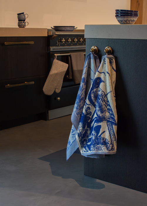 Luxe Keukendoek en Theedoek Delfts Blue Bird Koningsblauw - Bunzlau Castle - 100% biologisch GOTS katoen