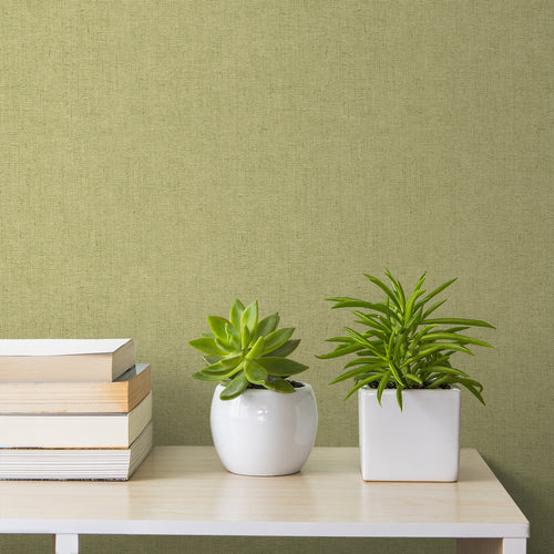 Sanders & Sanders behang linnenstructuur licht olijf groen - 53 cm x 10 m - 640037 - vtwonen shop