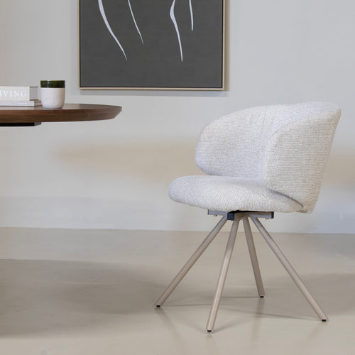 DÉJA Living Eetkamerstoel Sueca - Beige Stof - Draaibaar - Set van 2 - vtwonen shop