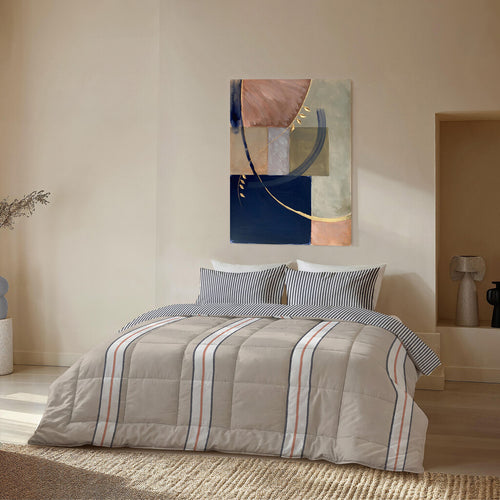Byrklund - Dekbed zonder overtrek Lined Up - 140x200 cm - Zand / Antraciet