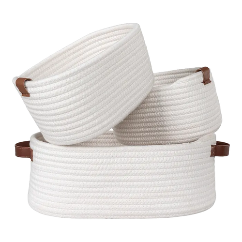 Artichok Jalesa katoenen manden wit - set van 3