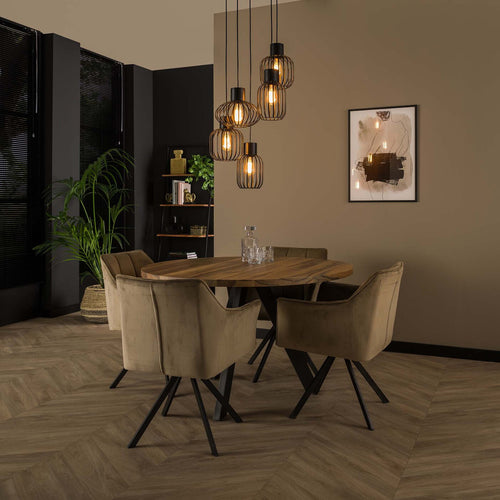 Giga Meubel Hanglamp Getrapt - Zwart Metaal - 5-Lichts - 180x47x47cm