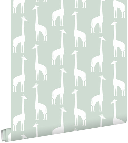 ESTAhome behang giraffen mintgroen - 53 cm x 10.05 m - 139058