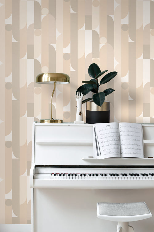 ESTAhome behang geometrische vormen beige - 50 x 900 cm - 131056 - vtwonen shop