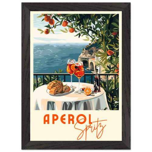 Artfulprints Poster met Lijst Aperol Spritz - Cocktail with a view   - A4 21x29.7 cm - Meerkleurig