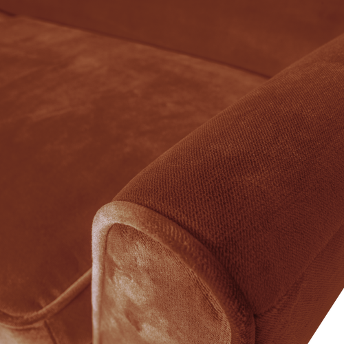 WOOOD 3-zits bank Rocco - Velvet - Roest - 75x230x82