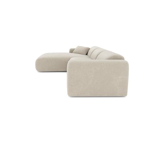 Sia Home - Hoekbank links MYRA - Fluweel met structuur - Beige - 280cm - vtwonen shop