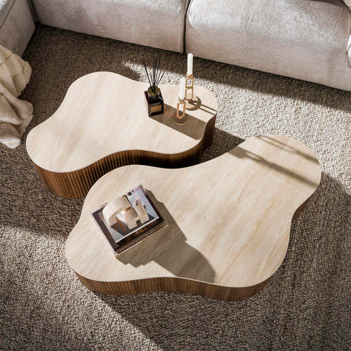 Giga Living Salontafel Ceramo Grande - Organisch Travertin - Set Van 2