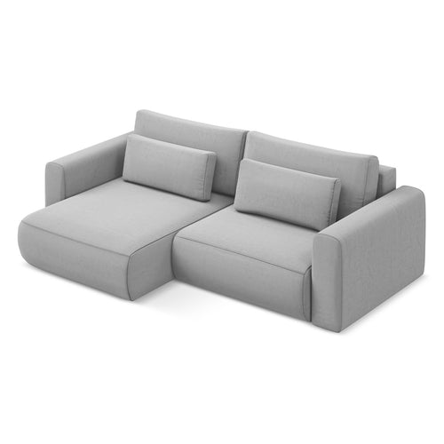 LaMiaSofa hoekbank links Perugia - velours - grijs - 240x149x82
