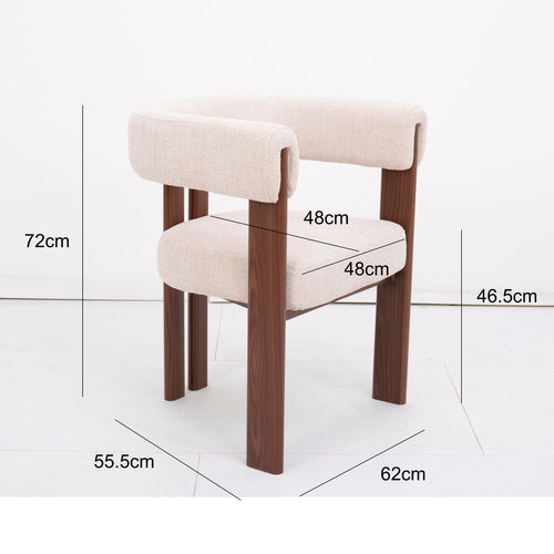 DÉJA Living Eetkamerstoel Aragon - Beige/Walnoot - Zithoogte 46cm - Set van 2
