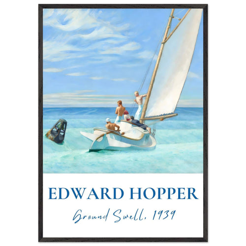 Artfulprints Poster met Lijst Edward Hopper - Ground swell   - 70x100 cm - Blauw